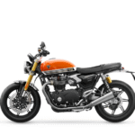 Triumph Speed Twin 1200 RS in Baja Orange colour, showcasing bold sporty design